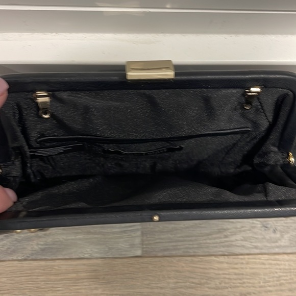 Excellent Condition WHBM Clutch/Shoulder Black Grommet Studded Bag - Picture 5 of 10